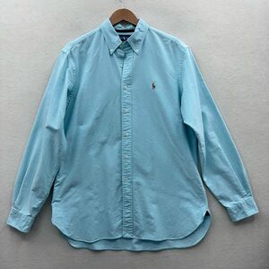 Ralph Lauren Mens Large Long Sleeve Shirt Embroidered Logo Button Up Blue